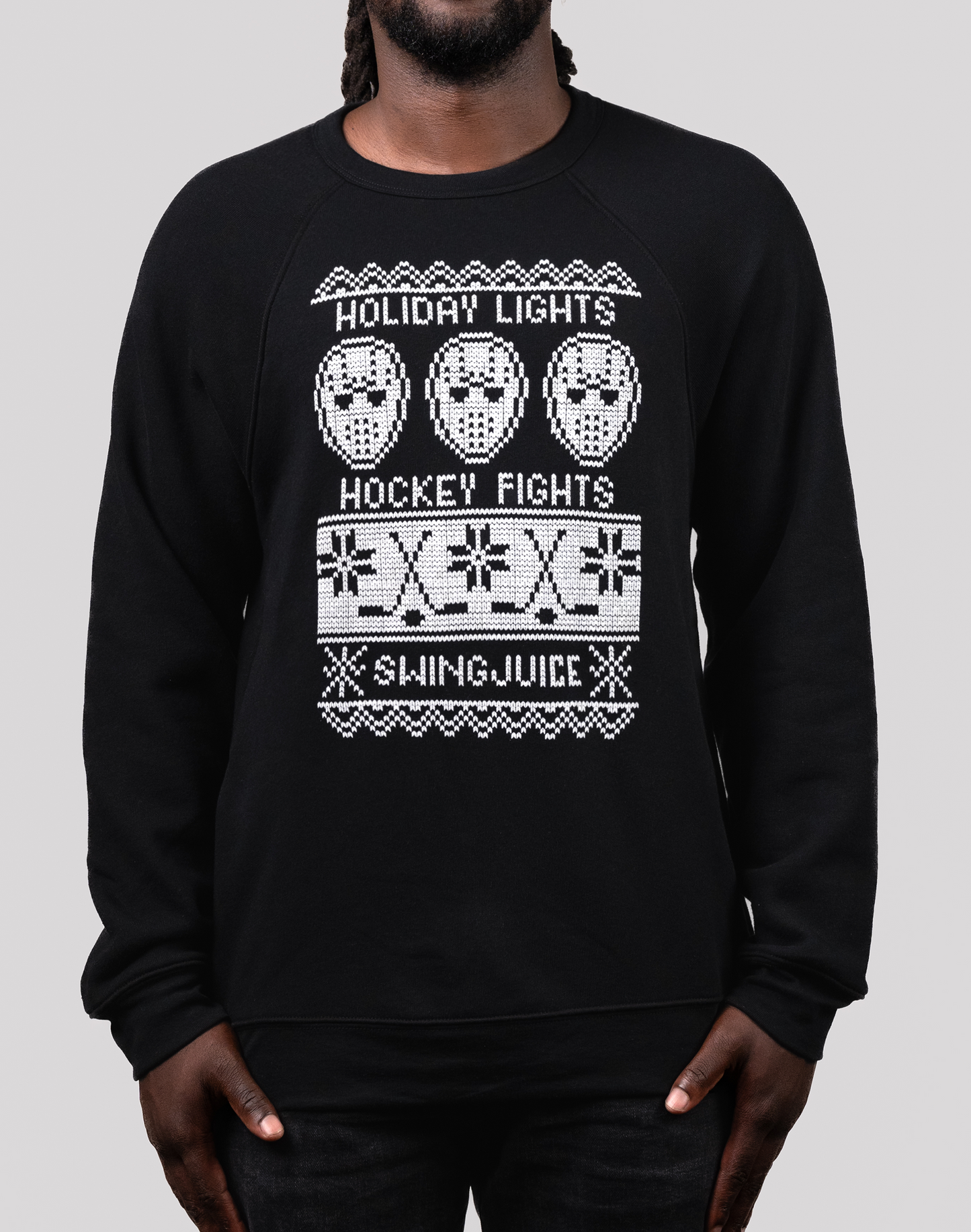 Hockey Fights Holiday Lights Unisex Sweatshirt-Black Heather