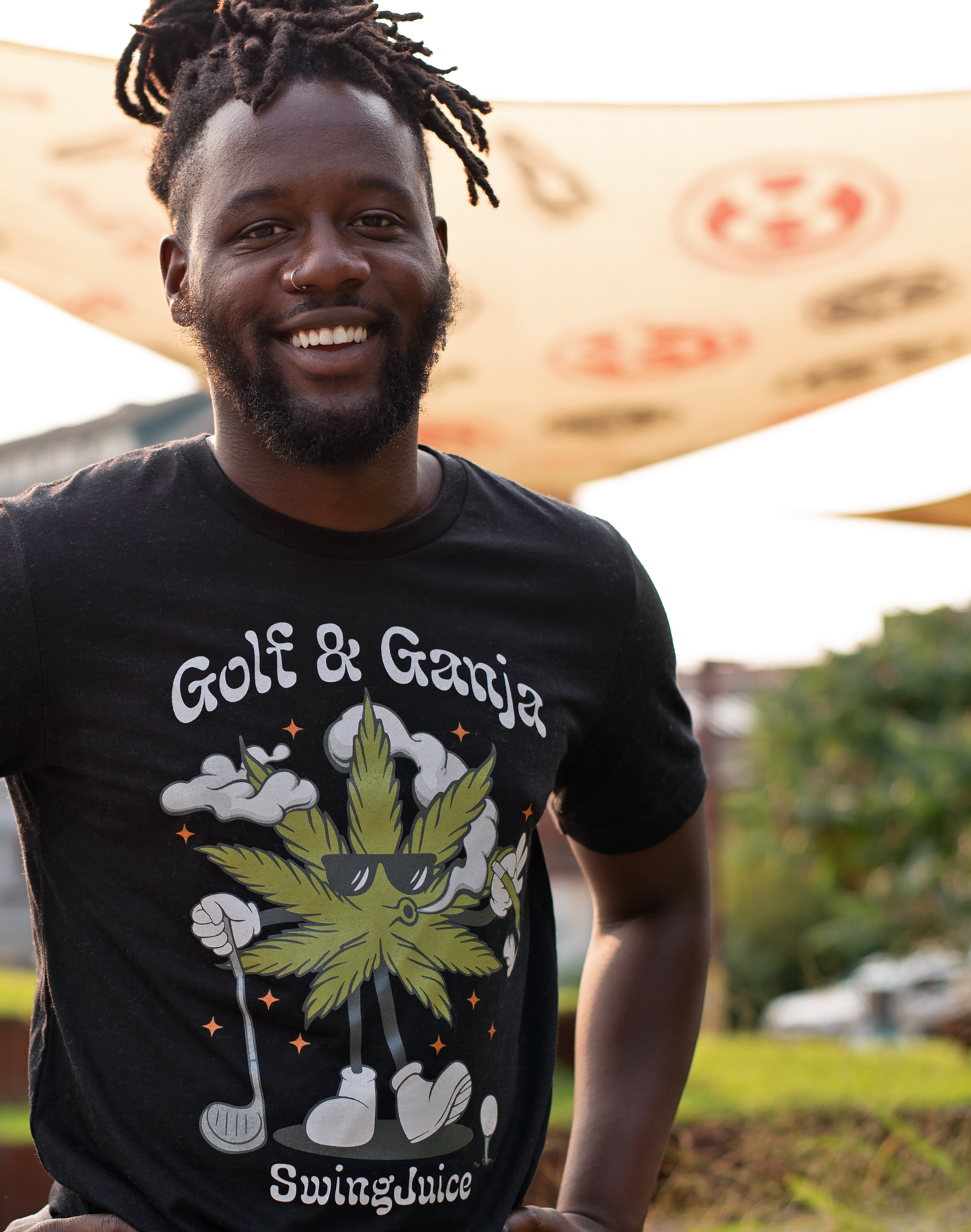 Golf & Ganja Multi Unisex T-Shirt-Black
