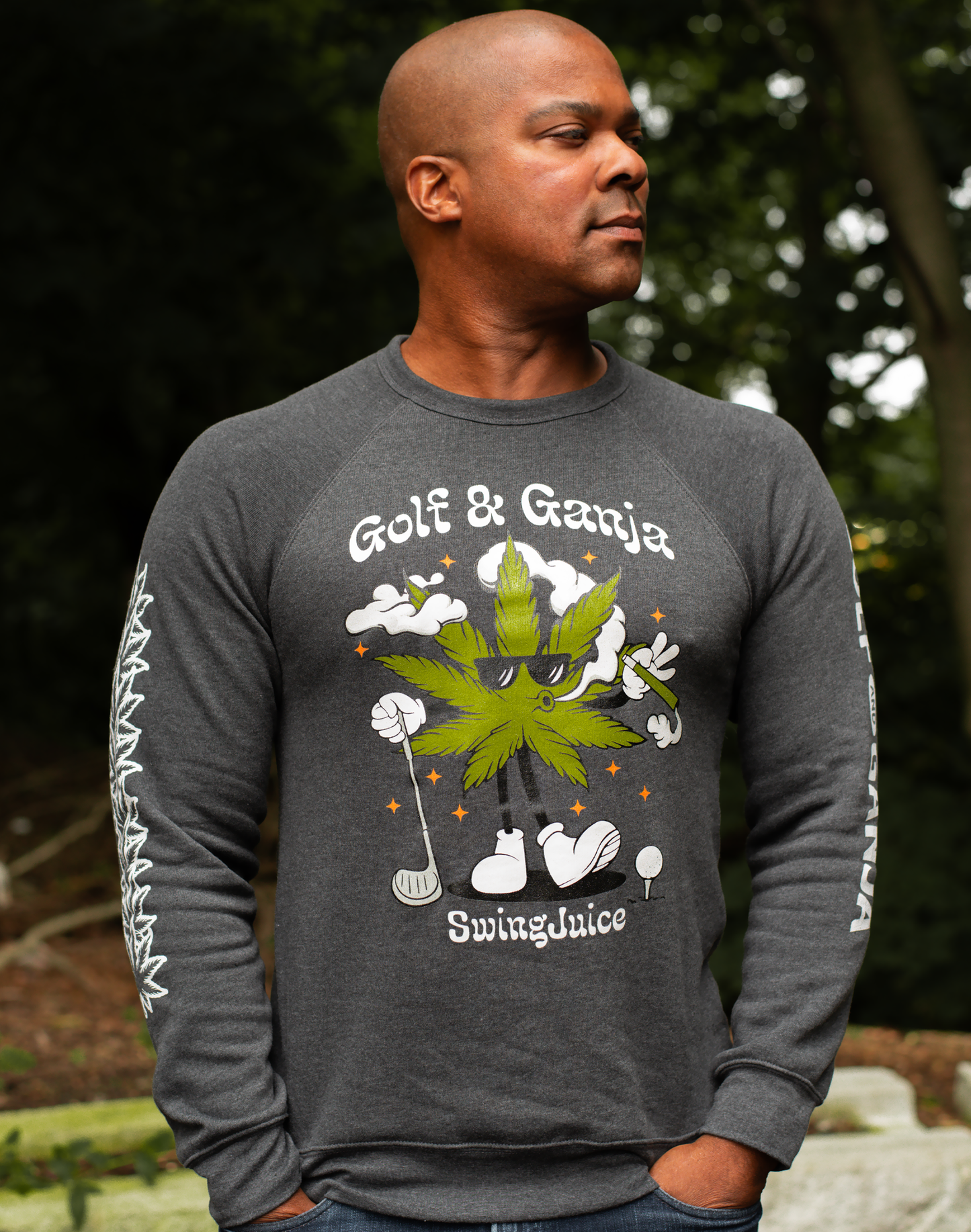 Golf & Ganja Multi Unisex Sweatshirt-Dark Grey