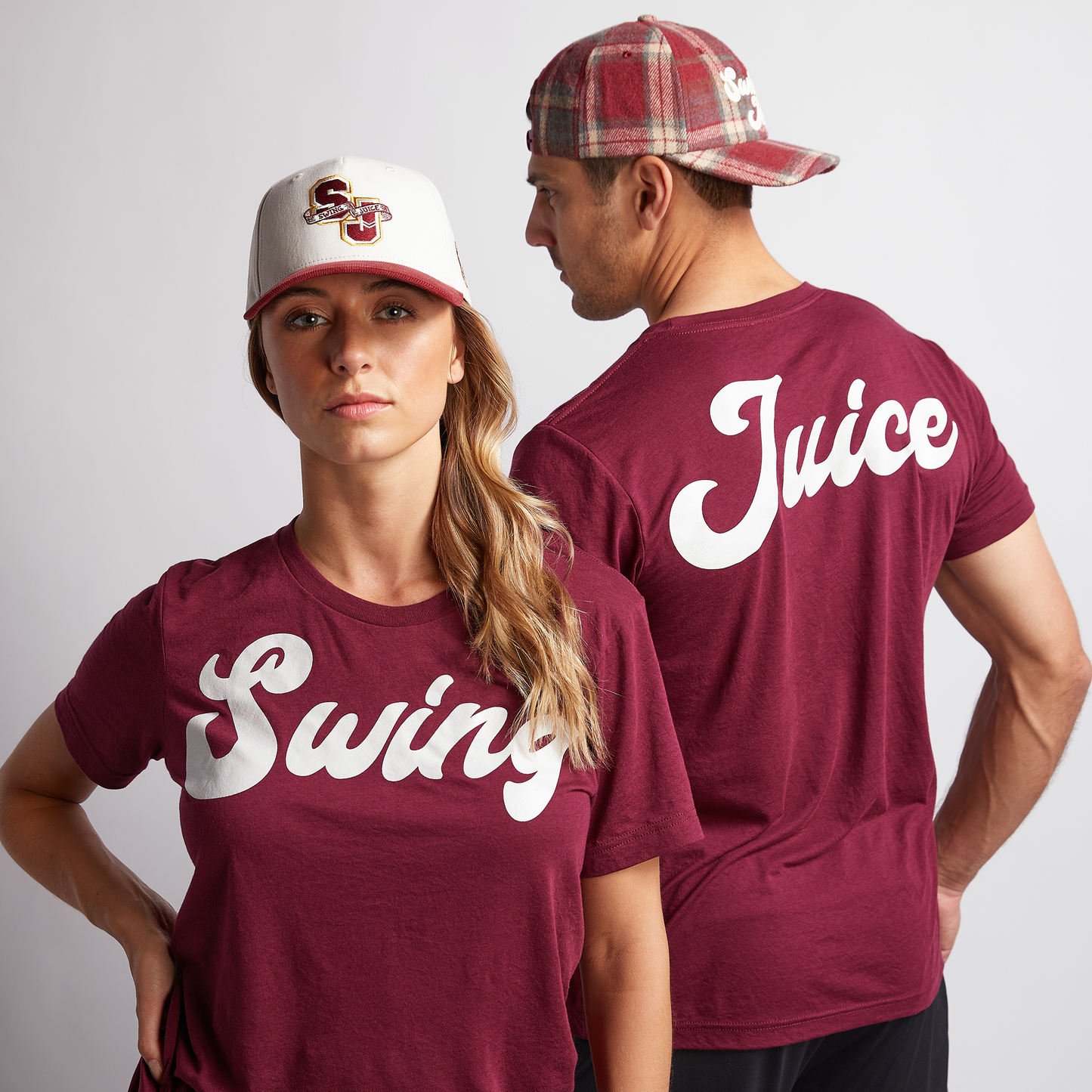 SJ Plaid Dad Hat Burgundy O/S