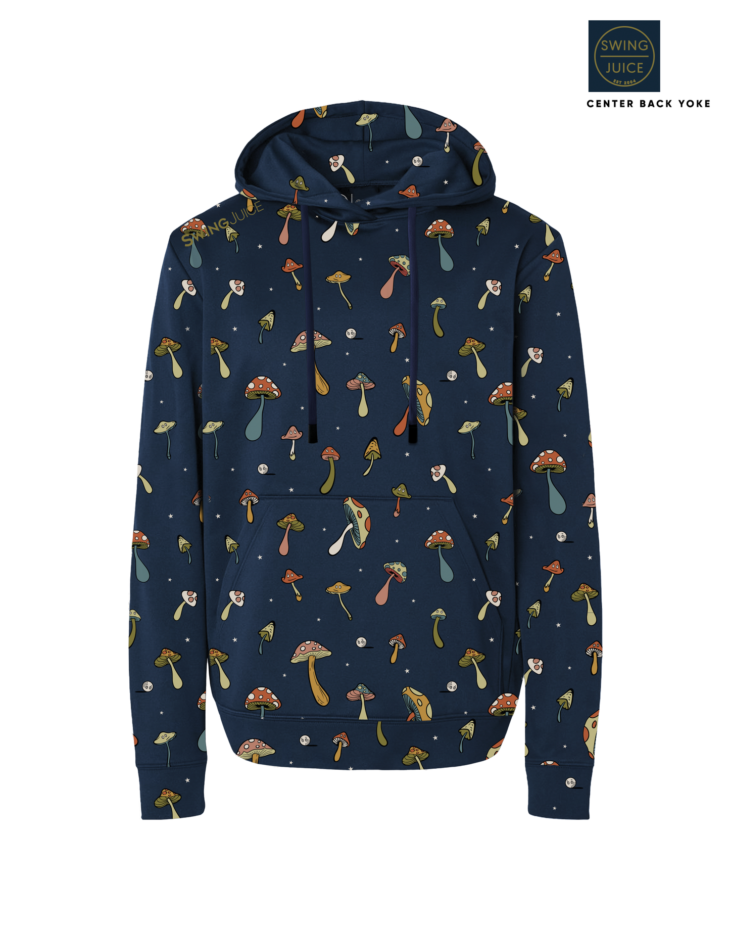 Golf Magic Mushrooms Men's Performance Hoodie-Navy