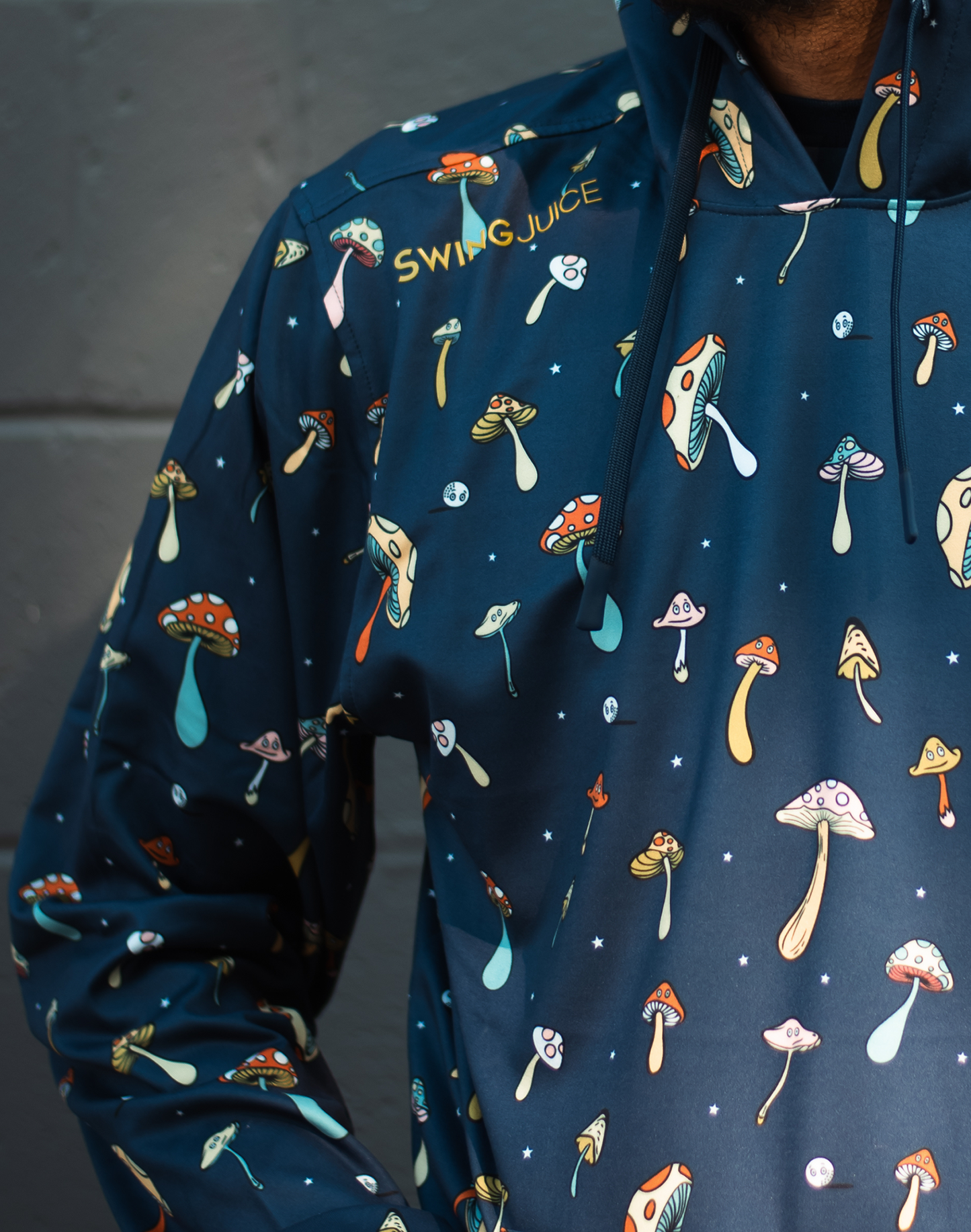 Golf Magic Mushrooms Men's Performance Hoodie-Navy