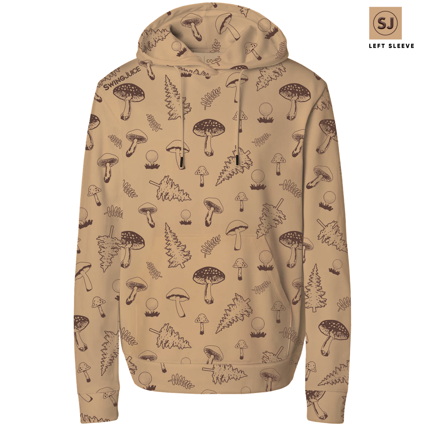 Golf Mushrooms Men's Performance Hoodie-Tan