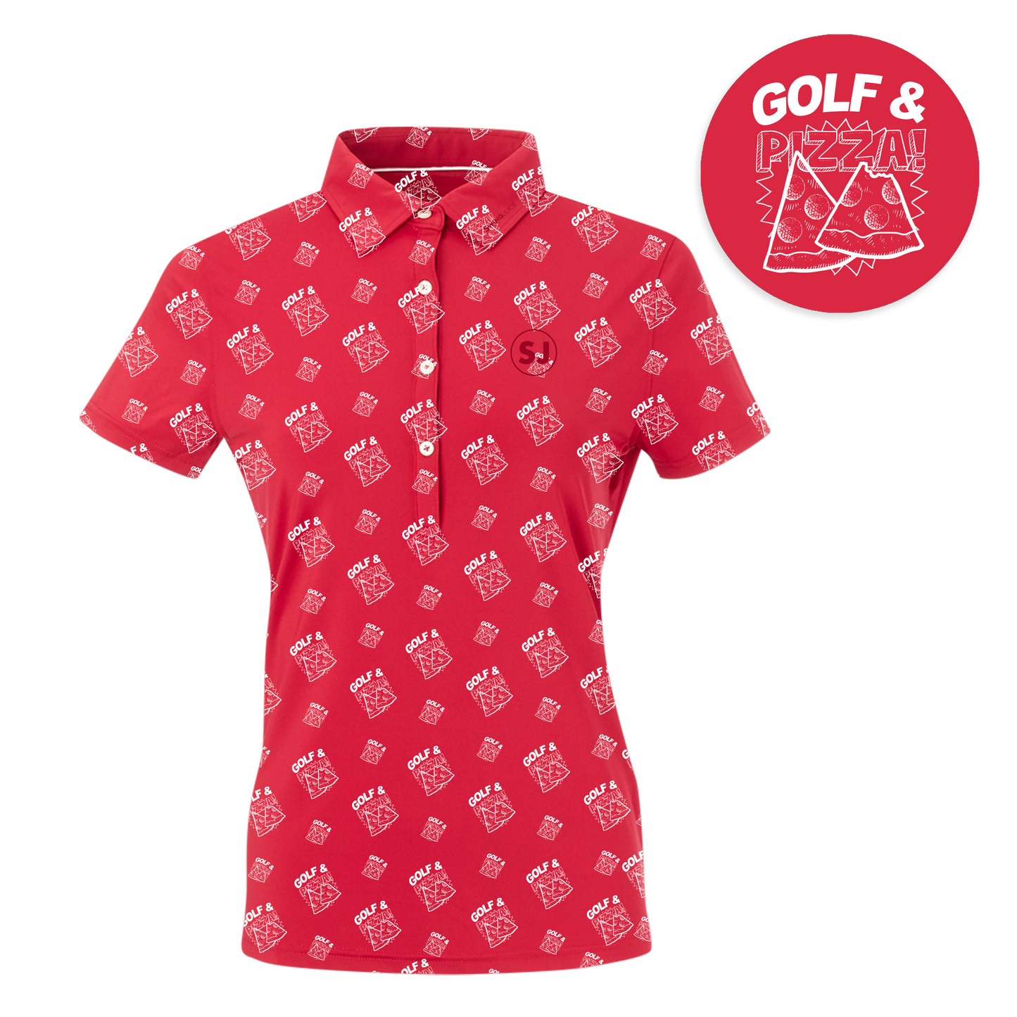 Golf & Pizza Women's Polo-Red