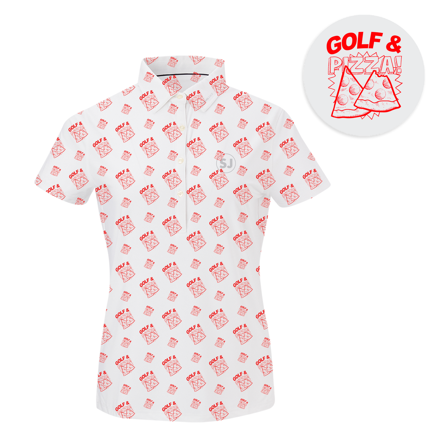 Golf & Pizza Women's Polo-White