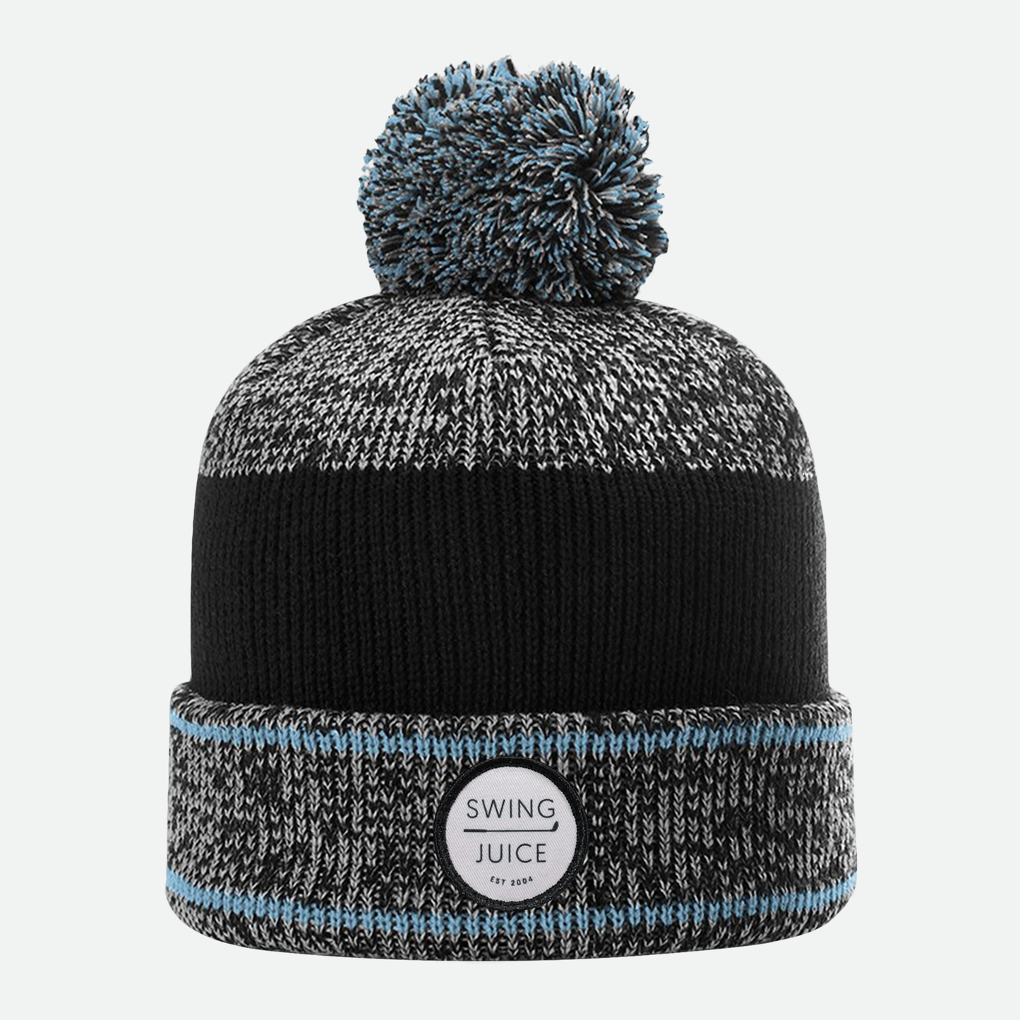 SwingJuice Pom Pom Beanie Unisex Golf Hat-Grey Blue Black