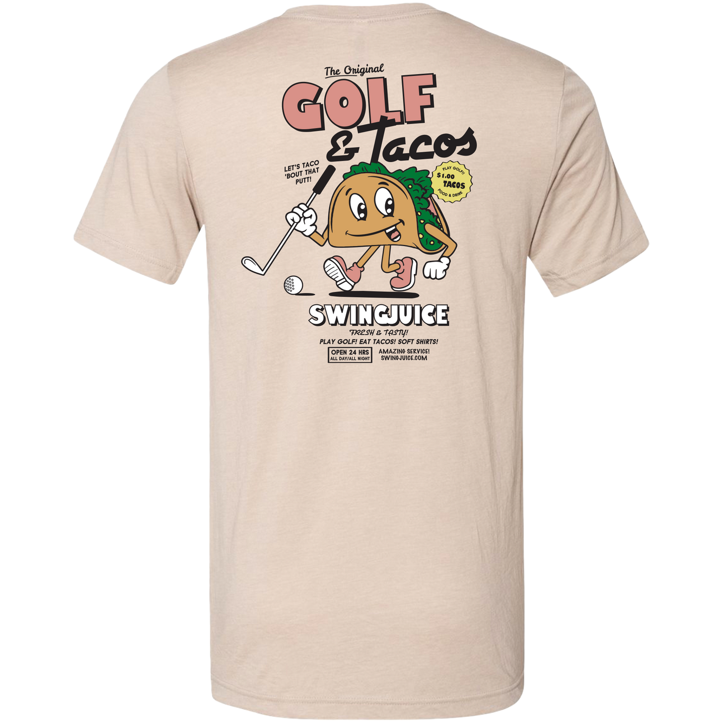 Golf & Tacos The Sequel Unisex T-Shirt-Tan