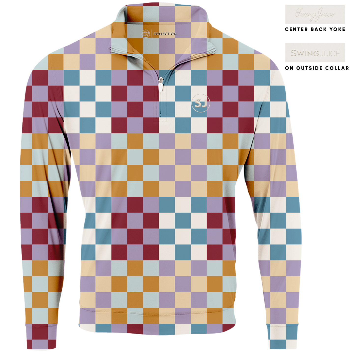 Golf Multi Checker Men's Quarter Zip-Multi