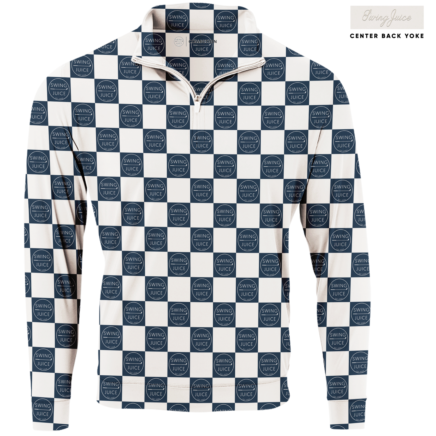 Golf SJ Checkerboard Men's Quarter Zip-Navy