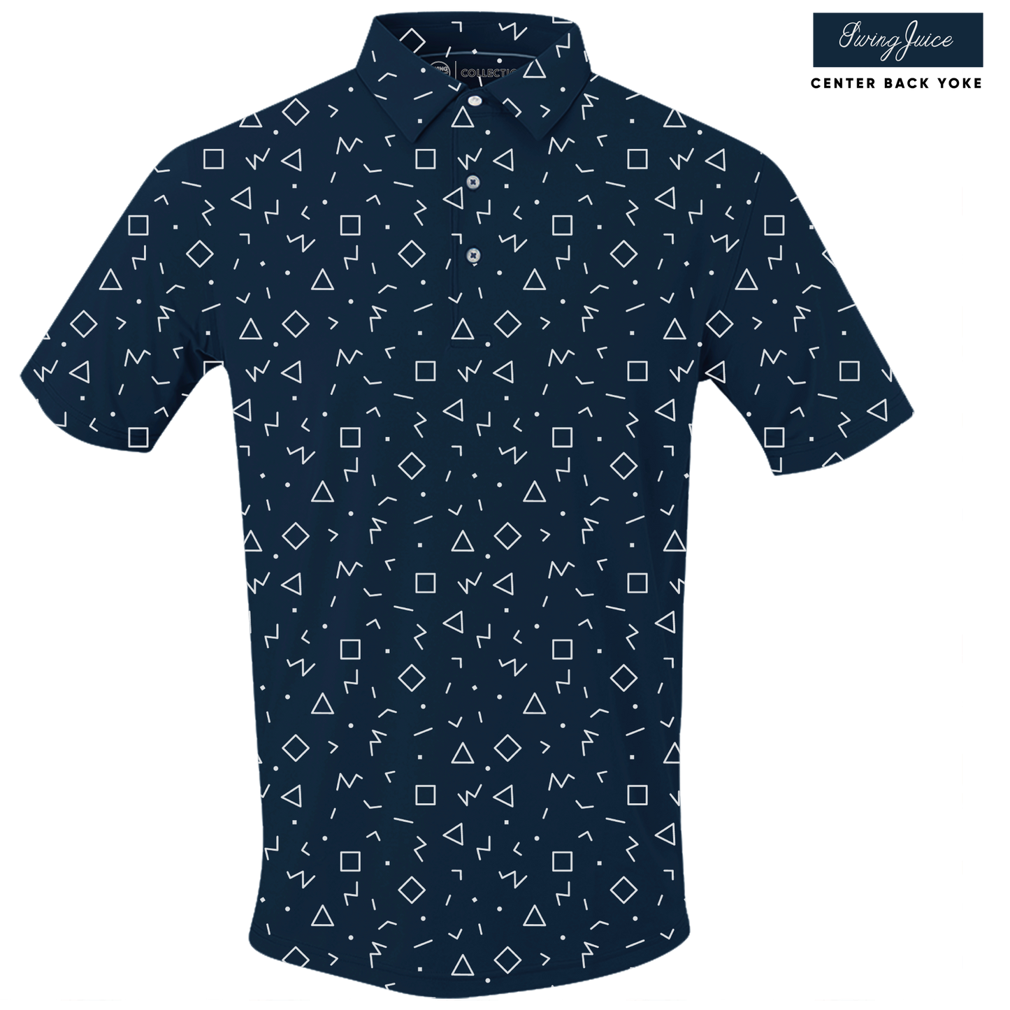 Golf Memphis Geometric Men's Polo - Blank Left Chest-Navy