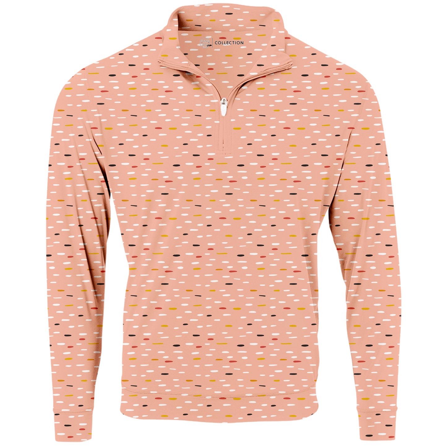 Golf Mid Century Nostalgia Men's Quarter Zip - Blank Left Chest-Peach