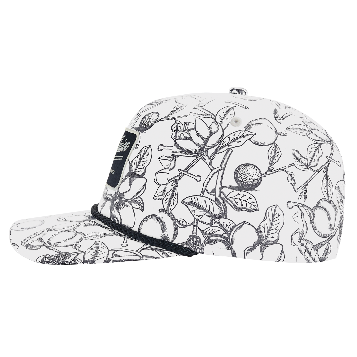 Golf Magnolia Toile Unisex Rope Hat-Ivory