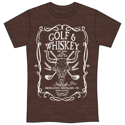 Golf & Whiskey Unisex T-Shirt-Brown