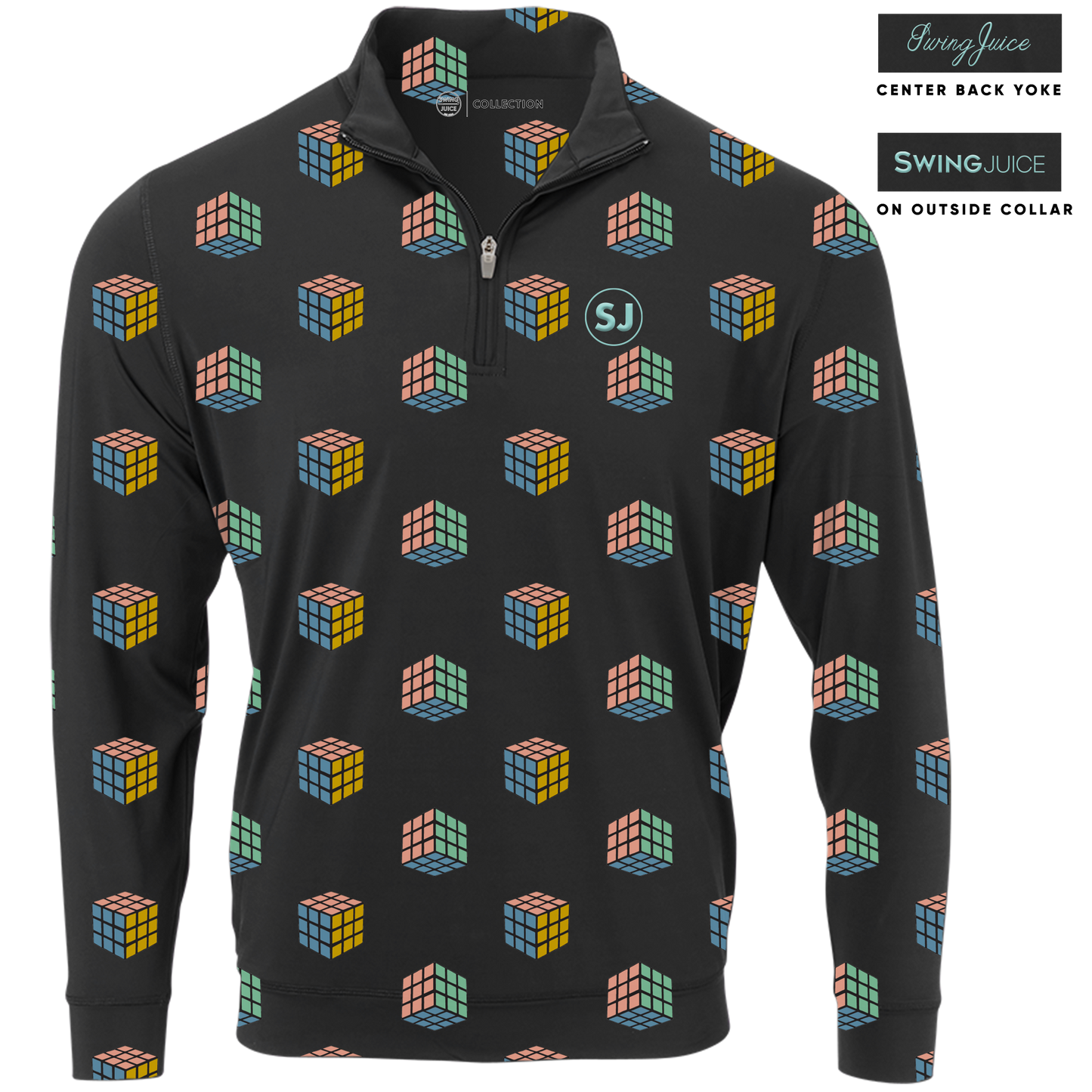 Golf Gamescape Men's Quarter Zip-Black