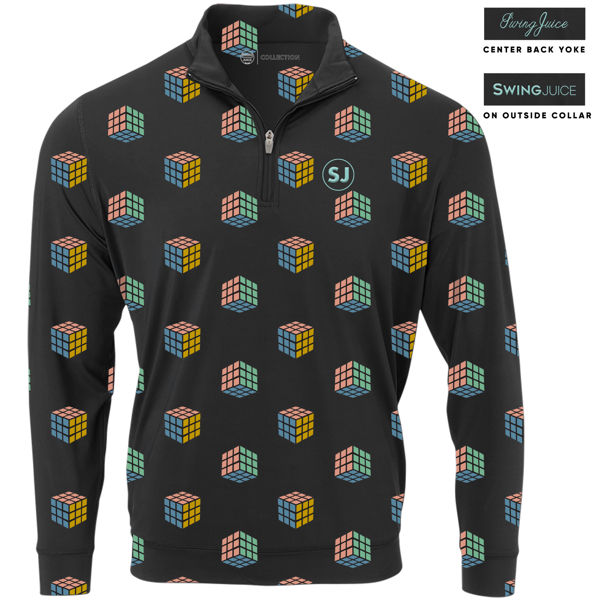 Golf Gamescape Men's Quarter Zip-Black