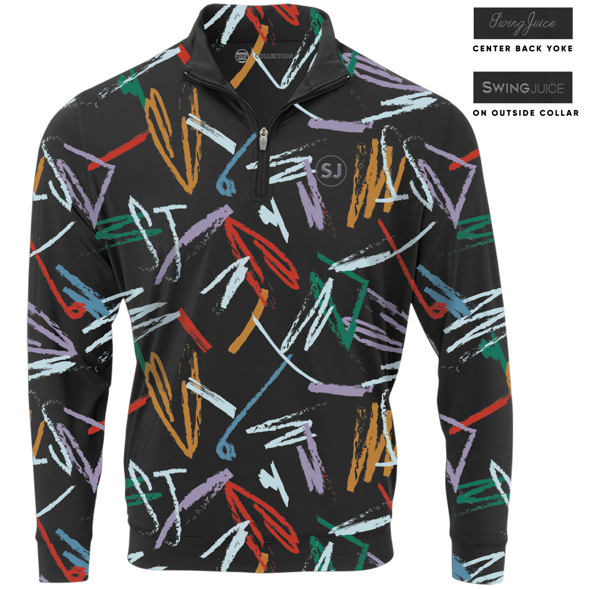 Golf Strokes Men's Quarter Zip-Black