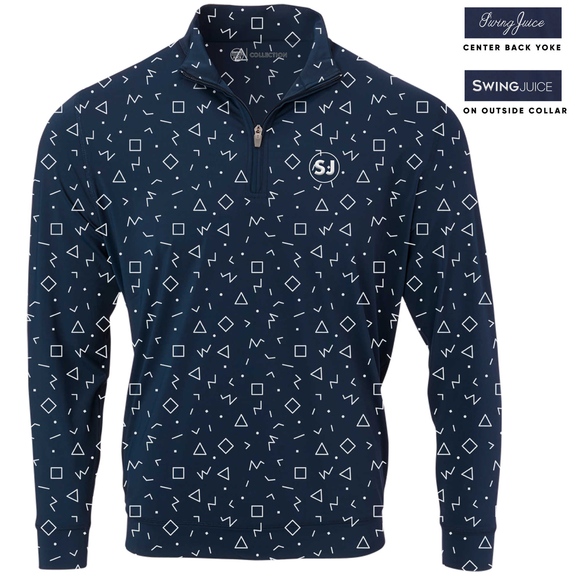 Golf Memphis Geometric Men's Quarter Zip-Navy