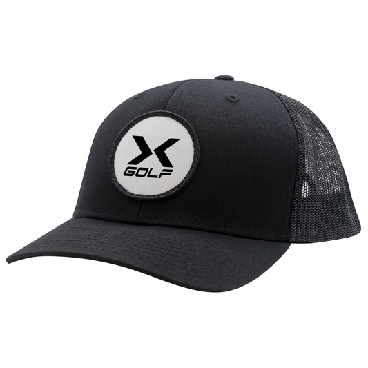 X-Golf Logo Unisex Trucker Hat-Black
